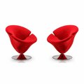 Designed To Furnish Tulip Red & Polished Chrome Velvet Swivel Accent Chair, 31.9 x 27.5 x 28 in., 2PK DE2616387